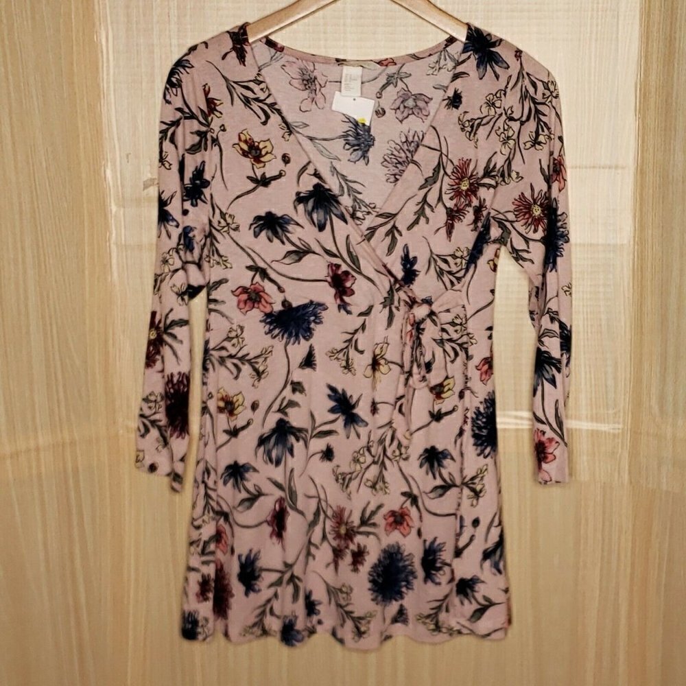 H&M Mama Maternity Pink Floral Knit Tunic Medium